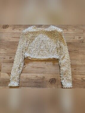 NWT Pearl Sequin Cropped Blouse